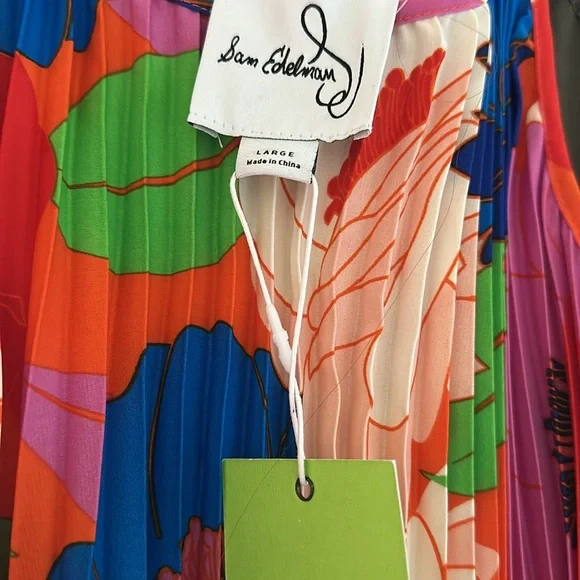 Sam Edelman Floral Plisse Pleated Midi Dress - Picture 3 of 6